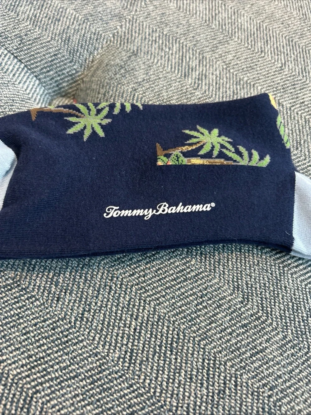 Tommy Bahama Men's Crew Socks-Hibiscus Flowers, Palm Trees, and Martini Glass